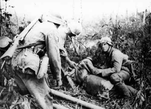 Soldier wounded in battle.