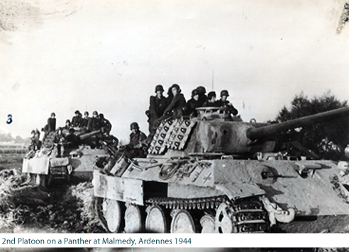 2nd Platoon on a Panther at Malmedy, Ardennes 1944.
