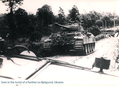 Sven in the turret of a Panther on Bjelgurod, Ukraine.